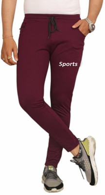 FABLOID Solid Men Maroon Track Pants