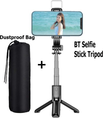 POZUB Top Hot Selling Bluetooth Selfie Stick Tripod With Fill Light +Dustproof Bag Wireless Detachable Remote, 360°Rotation, PZBL03 Selfie Stick And Stand With Flash Light And Remote Control R1S Selfie Stick Extendable Stick Mini Tripod With Detachable Remote For Smart Selfie Phone Holder Camera Fla
