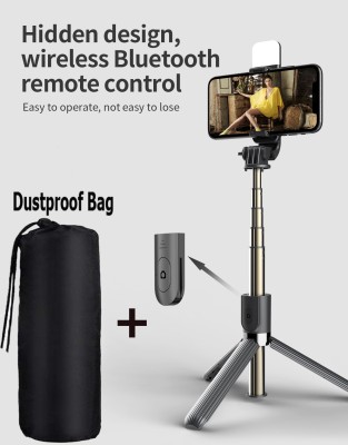 POZUB High Quality Best Buy Multi-function Bluetooth Selfie Stick Tripod With Fill Light +Dustproof Bag Wireless Detachable Remote, 360°Rotation, PZBL03 Selfie Stick And Stand With Flash Light And Remote Control R1S Selfie Stick Extendable Stick Mini Tripod With Detachable Remote For Smart Selfie Ph