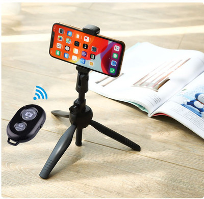 BOPUD BEST BUY Camera stands high Quality Tripod + Selfie Bluetooth Remote Controller with Clip Mount Strong Tripod stand Mobile stand Clip Strong tripod stand for camera|| BPD-ZJ006-B42 Gimbal for smartphone|mobile phone stand|Multi-Use Selfie Stick Desktop Online Course Video Recording Special Des