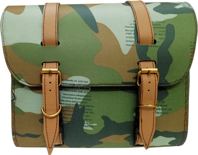 KOHLI BULLET ACCESSORIES Side Bag Water Proof Army Print 8 ltr for Royal Enfield Classic Bullet Electra One-side Multicolor Leatherette Motorbike Saddlebag(8 L)