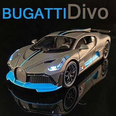 Bonobos 1:32 Scale DieCast Metal Model Bugatti Divo Pull Back Car Toy with Light & Sound, Openable Hood, Trunk and Doors Best Gift for Boys and Girls Above 3 Years(GRAY, Pack of: 1)