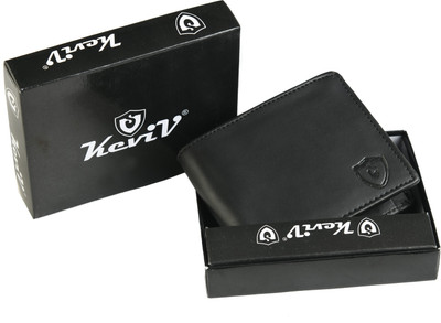 Keviv Men Black Genuine Leather Wallet(5 Card Slots)