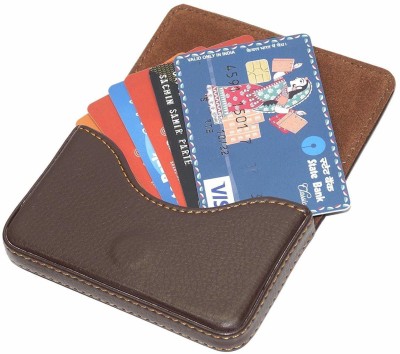 F17 Men & Women Casual, Travel Black Genuine Leather Card Holder(6 Card...