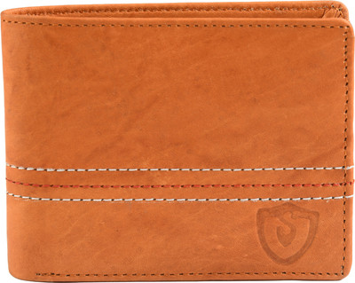Keviv Men Tan Genuine Leather Wallet(10 Card Slots)