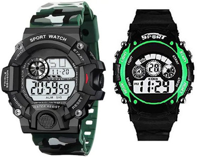 Motugaju Digital Shockproof Multi-Functional Green Color Strap Waterproof  Digital Watch  - For Men