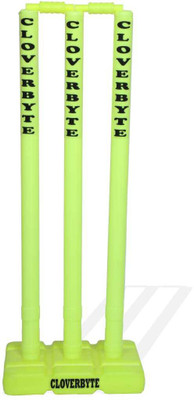 CLOVERBYTE Wicket Heavy Plastic Cricket Wicket Stumps Set - 3 Stumps + 2 Bails + 1 Stand(Green)