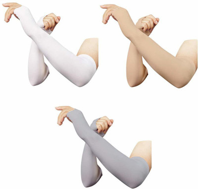 zaysoo Nylon Arm Sleeve For Men & Women(Free, Beige, White, Grey)