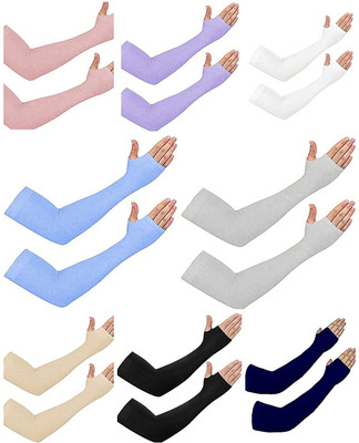 zaysoo Nylon Arm Sleeve For Men & Women(Free, Pink, Purple, White, Blue, Grey, Beige)