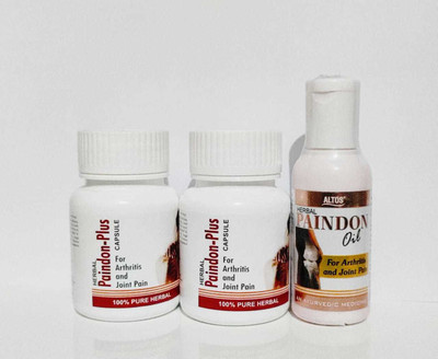 ALTOS Herbal Paindon| Arthritis and Joint Pain Treatment 1 month Pack| 30+30 Capsules| 40ml Oil |(Pack of 3, 60 Capsules)