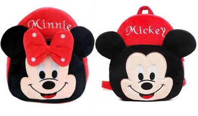 KIDBIRD Soft Toy Bag Minnie & Mickey Plush Bag For Cute Kids 2-5 Years Plush Bag (Multicolor, 11 L) Backpack(Black, 11 L)