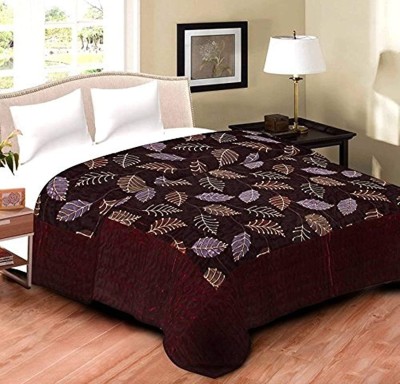 Qker Floral Double Quilt for  Heavy Winter(Cotton, coffee)