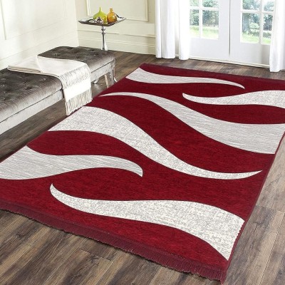 NARULA TRADER Maroon, Grey Chenille Carpet(7 ft,  X 5 ft, Rectangle)