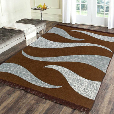 NARULA TRADER Brown, Grey Chenille Carpet(7 ft,  X 5 ft, Rectangle)