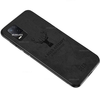 MOBILOVE Back Cover for Realme 8 / Realme 8 Pro | Deer Pattern Cloth Texture Leather Finish Soft Fabric Case(Black, Camera Bump Protector, Pack of: 1)