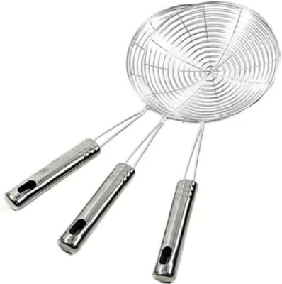 Riyansh Deep Fry/Mesh Strainer/Jhara/Puri Strainer set of 3 Pcs Strainer(Steel Pack of 3)