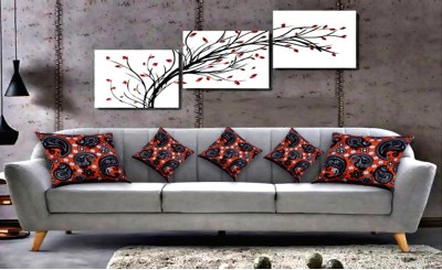 DUGGU TRADING COMPANY Velvet Cushions Cover(Pack of 5, 36 cm*36 cm, Black, Orange)