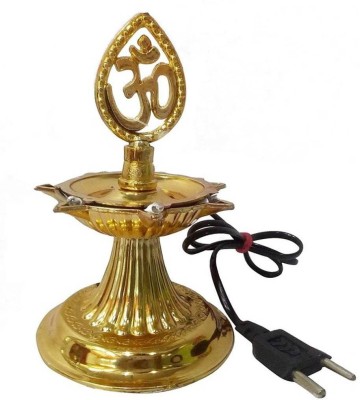 Blessing Shine Plastic 1 Layer/ 7 deep jyot Electric Golden LED Bulb Lights Diya Deep Deepak for Pooja Puja Mandir Diwali Festival Decoration ||Golden Plastic Table Diya(Height: 5 inch)