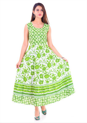 TONGARIYA Women A-line Green Midi/Calf Length Dress