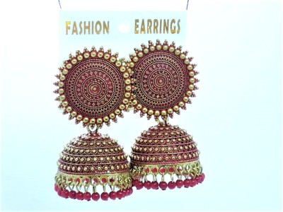 DRP Red & Maroon Stylish Earrings / Jhumka For Girls / Women ( Pack of 1 Pair ) With Box Alloy Jhumki Earring