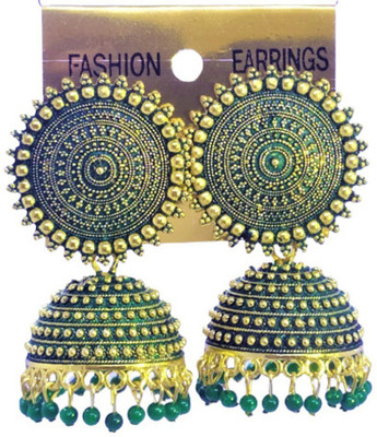 DRP GREEN Stylish Earrings / Jhumka For Girls / Women ( Pack of 1 Pair ) With Box Alloy Jhumki Earring