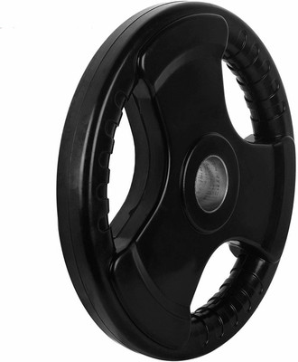 Konark Rubber Coated Olympic Black Weight Plates (20KG Pack of 2) 3 Cut 50mm Internal Dia Black Weight Plate(40 kg)