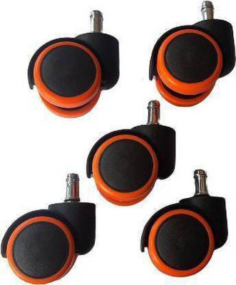 Morjwal Pin / Clip Mount Orange Chair Rolling Tyre Castors for Office Chair / Counter Table / Cooler Stand / Container etc. Orange Pin/Clip Castor Appliance Furniture Caster(Pack of5)