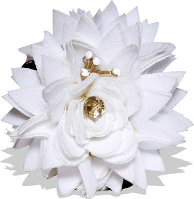 Shivarth Hair Clutcher Claw Clips Hair Styling Hair Accessories Artificial Lovely Fabric White Flower & Beads Clutcher For Women & Girls Hair Claw(White)