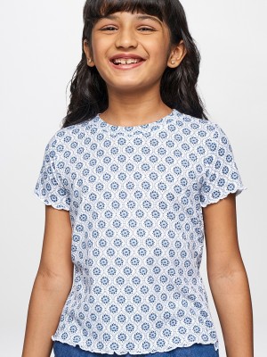 GLOBAL DESI Girls Casual Pure Cotton Top(Blue, Pack of 1)