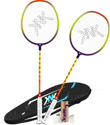 KNK Isometric THUNDER Swag Wide Body Badminton Racquet Combo Set of 2 Piece With 3 Piece Feather Shuttle And 1 Piece Attractive Cover Badminton Kit