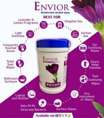 ENVIOR Disinfectant Surface Wipes for multipurpose - Car , Home , Offices...