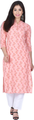 Raycot Women Printed Straight Kurta(Pink)
