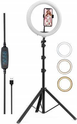 Treadmill ring light 2.1 meter stand LED Studio Camera Ring Light Phone Video Light Lamp Ring Flash(Black)