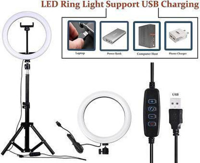 Treadmill Ring light With 2.1 Meter Stand Phone Video Light Lamp Selfie Ring Flash Ring Flash(Black)