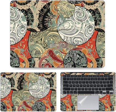 dzazner Fullbody 4 in 1 Precision Cut Laptop Skin Wrap (Top, Bottom, Around Keyboard, Trackpad Protector) Decal Vinyl Sticker Compatible for MacBook Air 13 Inch M1 2020, Model A2337 - Circle Art Self Adhesive Vinyl Laptop Decal 13