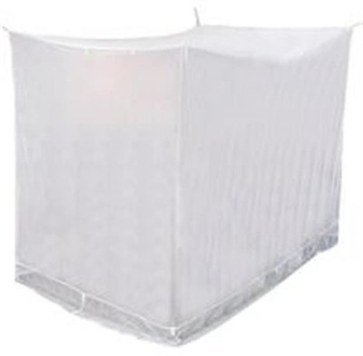 ANS Polyester Adults Washable mosquito net 7x7 ft white polycotton (cotton Border) Mosquito Net(White, Bed Box)
