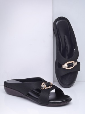 CARRITO New Comfortable Fashion Stylish Flat Sandal/Slipper for women & Girls Women Black Wedges