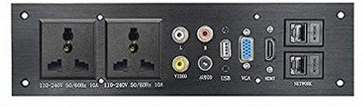 techut cable cubby pop up box with 2 power socket ,2 lan,1 hdmi,1 vga,1 usb and 1 audio & AV multimedia Media Streaming Device(Black)