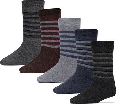 RC. ROYAL CLASS Men & Women Striped Mid-Calf/Crew(Pack of 5)