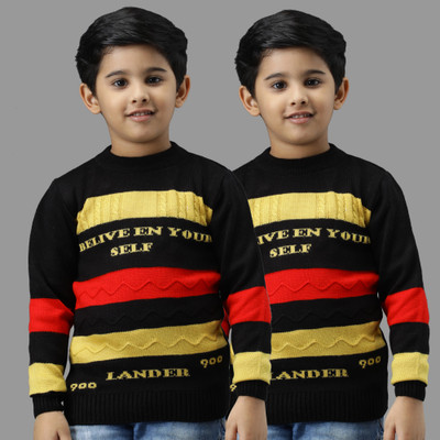 ANIXA Colorblock Round Neck Casual Boys & Girls Multicolor Sweater