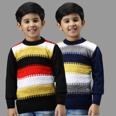 ANIXA Colorblock Round Neck Casual Boys & Girls Multicolor Sweater