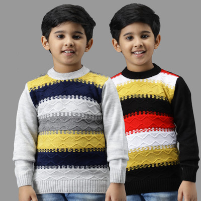 Trendy World Colorblock Round Neck Casual Boys & Girls Multicolor Sweater