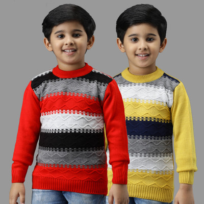 Trendy World Colorblock Round Neck Casual Boys & Girls Multicolor Sweater