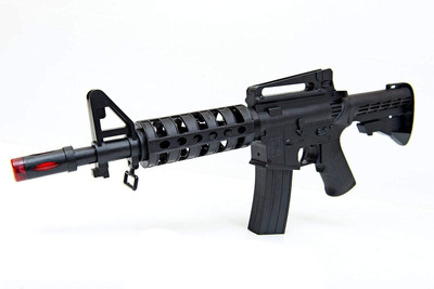 Richuzers Battery Operated Machine Gun M-16 Combat Mission Toy Gun with Sound and LED Lights for Kids Guns & Darts(Black)