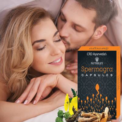 NUTRILEY Spermogra 100% Ayurvedic sperm count increase tablets for Men, male fertility supplements, sperm booster, male sperm increase medicine, best ayurvedic medicine for male infertility, mens sexual health and fertility tbalets, sperm vitamins, male infertility medicine, sperm improve medicine, semen medicine, sperm motility supplements, sperm volume increase medicine