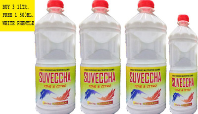 SUVECCHA WHITE PHENYLE BUY 3000ML GET 500ML FREE (PACK OF 4) PINE AND CITRO(4 x 875 ml)