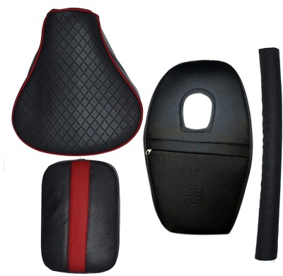 KOHLI BULLET ACCESSORIES Diamond Cut Design Seat Cover with Tank Cover + Back Rest Foam Combo Set for Royal Enfield Classic 350/500cc (Red with Black) Single Bike Seat Cover For Royal Enfield Classic 350, Classic 500