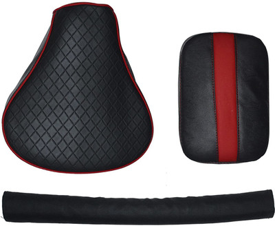 KOHLI BULLET ACCESSORIES Stylish Diamond Cut Design Seat Cover with Back Rest Foam Combo Set for Royal Enfield Classic 350/500cc (Red with Black) Single Bike Seat Cover For Royal Enfield NA