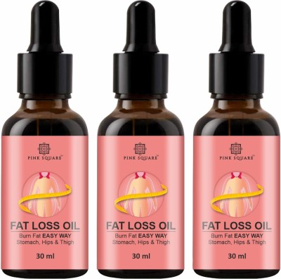 Pink Square Premium Fat Loss Oil - For belly fat reduce oil/ weight loss massage oil/ fat burner oil for women/ slimming oil Combo Pack Of 3, 30ml(90ml)(90 ml)