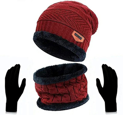 zaysoo Woven Beanie Cap(Pack of 3)